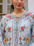 Erohi Lawn Blue Long Kaftan Co-ord Set