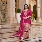 Deep Rose Sparkle Sequin Embroidered Georgette Suit Set