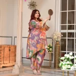 Madhurima- Orchid Purple Floral Assymetrical Modal Viscose Co-ord Set