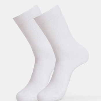 Modal Blend Fabric Scalloped Welt Crew Length Socks with StayFresh Treatment - White